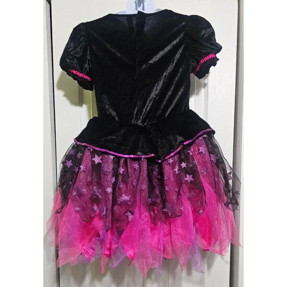 Sparkle Light-Up Witch Costume Toddler 3T-4T Hat Wand Pretty Pink Purple Sparkly